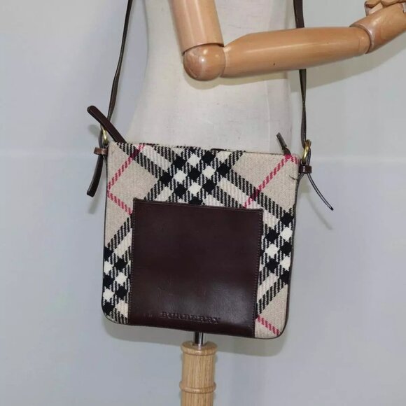 BURBERRY Nova Check Shoulder Bag Beige Auth
